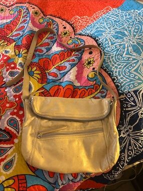 HOBO Cream Leather Crossbody Shoulder Bag